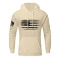 thumbnail image 2 of Huankd Men's Hoodies Oversized Sweatshirts American Flag Patriotic Hoodie Big and Tall Graphic Hoodie With Pockets Khaki M, 2 of 4