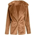 thumbnail image 6 of IROINNID Women's Jacket Shearling Jacket Notch Lapel Solid Color Long Sleeve Casual Autumn/Winter Cardigan Plush Coat Tops, Brown, 6 of 6