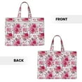 thumbnail image 2 of Honeii Peonies And Roses Print Canvas Tote Bag with Compartments Laptop Tote Bag Large Tote Bag, 2 of 8