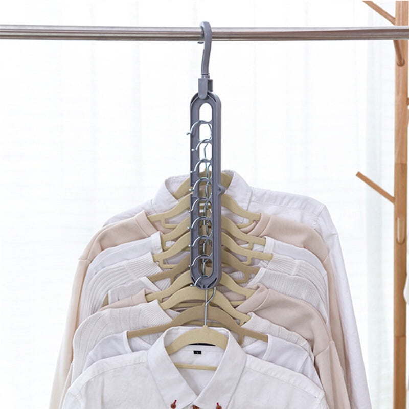 M-Aimee Magic Space Saving Clothes Hangers Multifunctional Smart Closet Organizer Premium Wardrobe Clothing Cascading Hanger 9 Slots 6 Pack