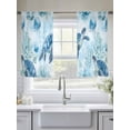 thumbnail image 4 of Blue Coastal Turtle Sheer Curtains 54 Inch Length 2 Panels Set, Beach Seaside Coral Jellyfish Voile Window Treatment Rod Pocket Short Kitchen Curtains Drapes for Bedroom 52"x54"x2, 4 of 7