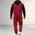 thumbnail image 2 of Men’s 2‑Piece Tracksuit Set, Lace‑Up Pullover Hoodie with Kangaroo Pocket, Cargo Jogger Pants with Side Pockets, Streetwear Sports and Outdoor Daily Activities Red XL, 2 of 4