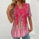 thumbnail image 4 of Tops Cortos para las Mujeres Blusas Impresas Manga Corta Turndown Collar Camiseta, Tops de Blusa para las Mujeres Casual, 4 of 5