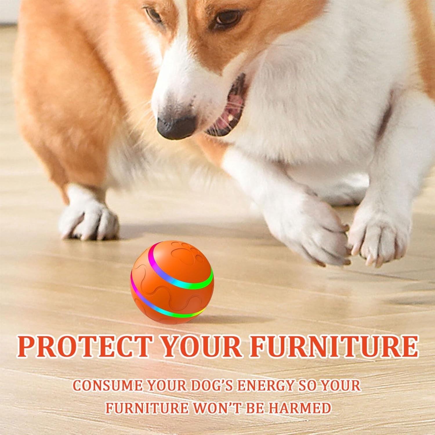 Shaky Ball Toy for Dogs, Shaky Dog Ball, Shaking Dog Ball, Interactive Dog Ball, Motion-Activated Rolling Dog Toy with LED Lights, USB Rechargeable, For All Types of Dogs (Orange + Remote Control)
