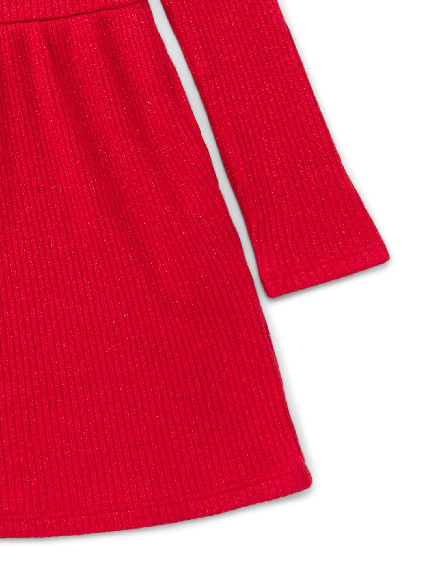 Wonder Nation Toddler Girls Square Neck Cozy Knit Dress, Sizes 12M-5T