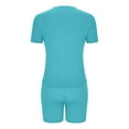 thumbnail image 5 of MSJUHEG Workout Outfits for Women Womens Short Sets Linen Shorts for Women Womens Pajama Sets Shorts Pajama Sets Womens 2 Piece Outfits Summer Short Set Sky Blue L, 5 of 6