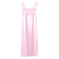 thumbnail image 4 of Womens Summer Nightgown Solid Color Square Collar Sleeveless Midi Length Ice Silk Nightdress Light Pink One Size, 4 of 4