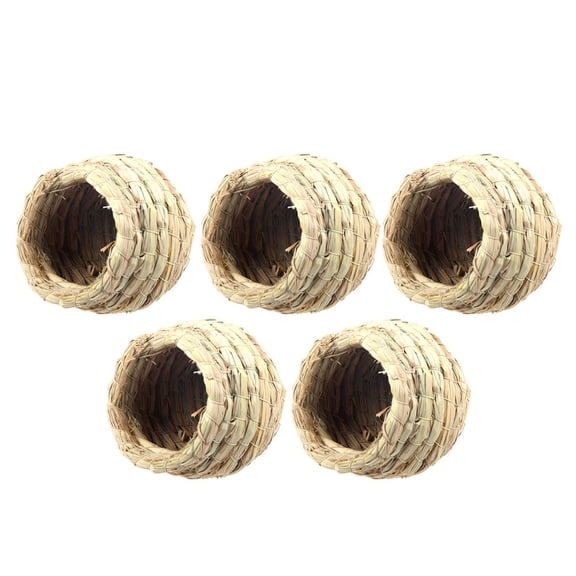 MLINS 5pcs Straw Birds Living Place Birds Supplies Breeding Nest (Strap Random Color)