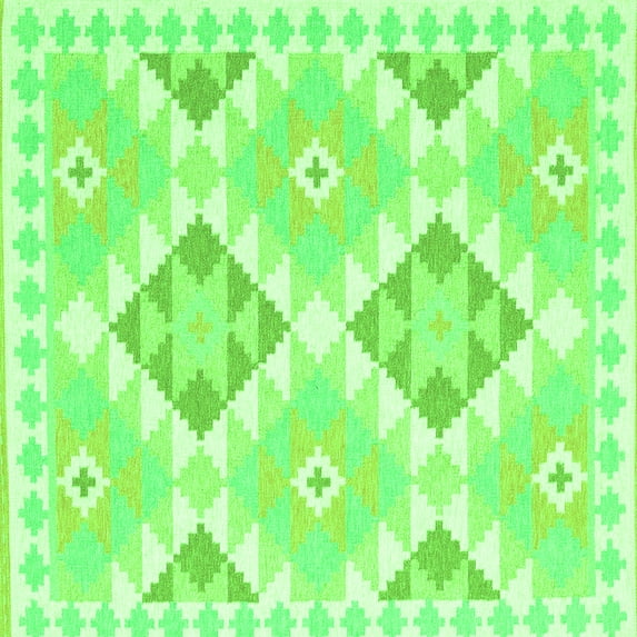 Ahgly Company Indoor Square Southwestern Green Country Area Rugs, 8' Square