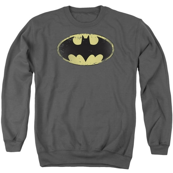 Batman Men's  Distressed Shield Sweatshirt Charcoal