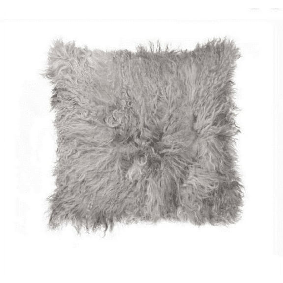 18" x 18" x 5" Gray Sheepskin  Pillow