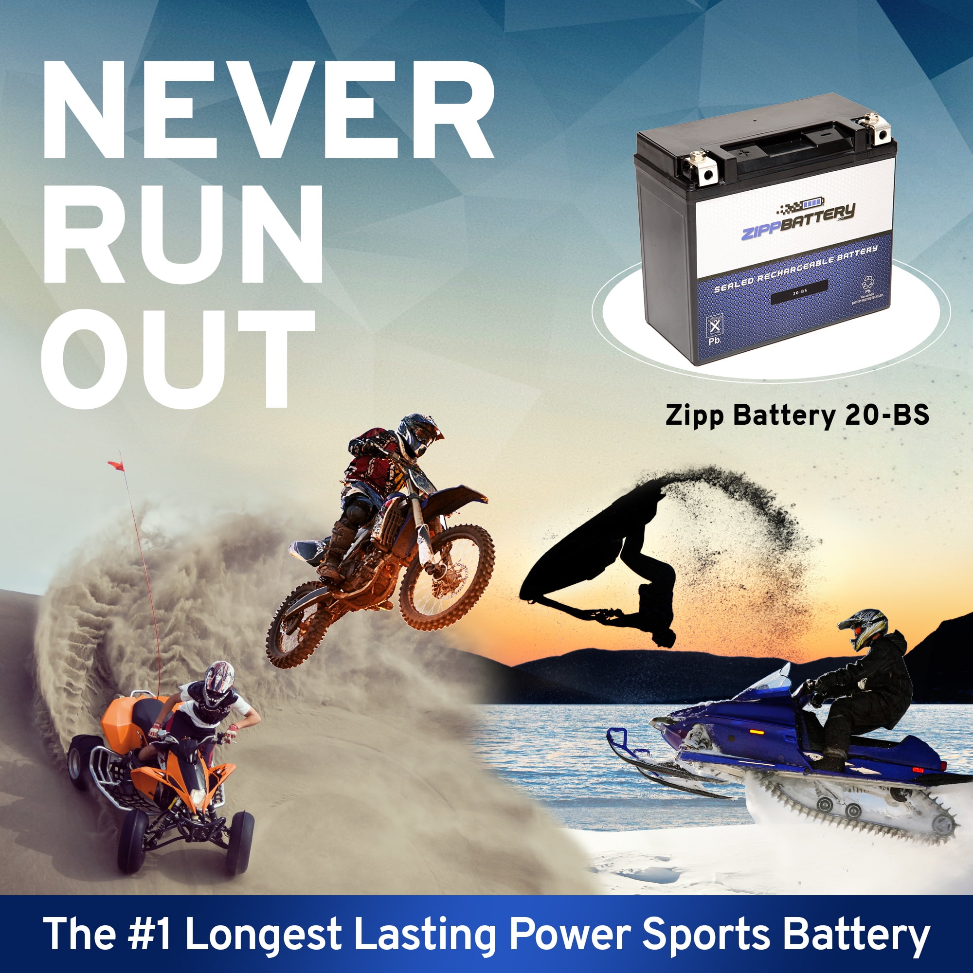 Zipp Battery YTX20-BS (20-BS 12 Volt,18 Ah, 270 CCA) Motorcycle Battery for Harley-davidson 883cc Xlh Sportster 1986