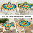 thumbnail image 7 of Colorful Rainbow Tie Dye Spiral Pattern Round Fitted Tablecloth with Elastic Edge,Dining Table Cover Waterproof,Outdoor Round Tablecloth for Camping,Dining,Indoor and Outdoor, 7 of 7