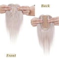 thumbnail image 6 of MY-LADY Woman 100% Remy Real Topper Human Hair Hair Extensions Natural Daily Hair Wigs Straight Hair Piece #GREY 6inch, 6 of 8