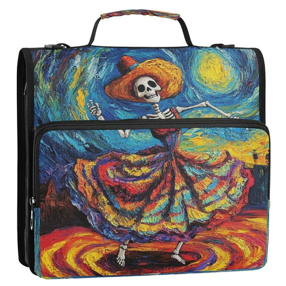 WOBOGO Colorful Skirt Skeleton Ring Binder Bag 1.5in Folder Organizer with Shoulder Strap for 13Inch Laptop and 500 Sheets of Paper