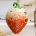 thumbnail image 3 of Ceramic Ocarina 6 Holes Ocarina Strawberry Shape Beginners Practice Wind Instrument - Red White, 3 of 6