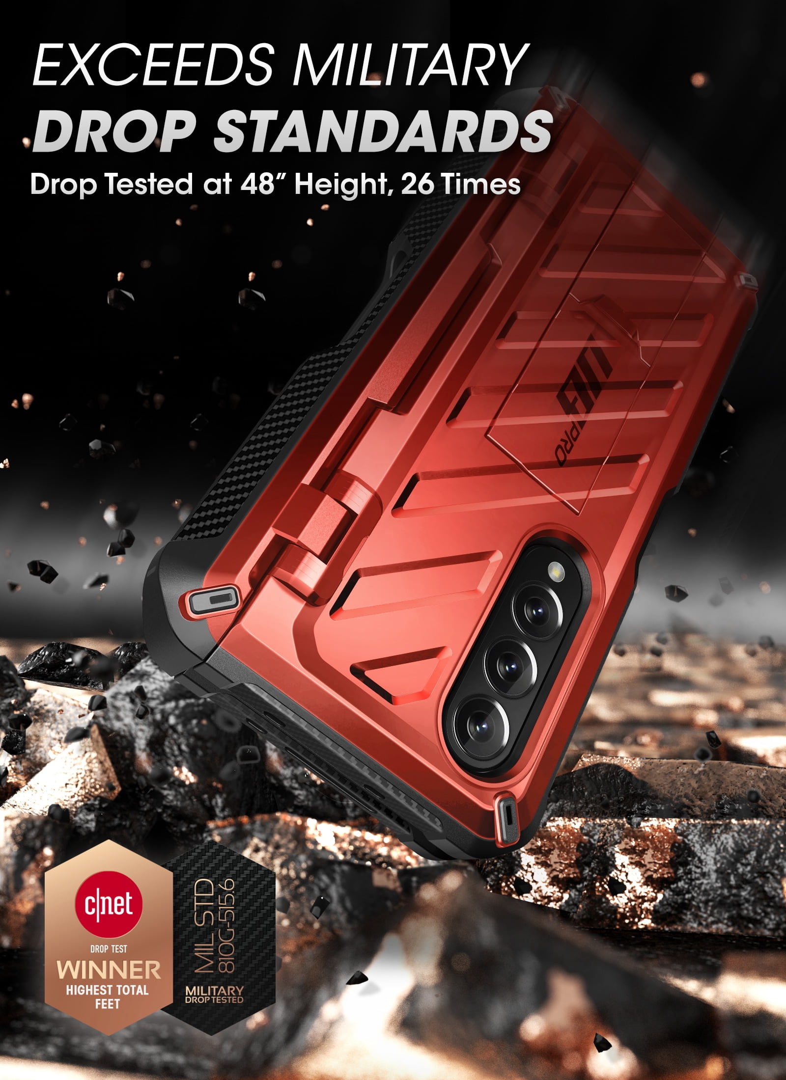 SUPCASE Unicorn Beetle Pro Case for Samsung Galaxy Z Fold 4 5G (2022), Full-Body Dual Layer Rugged Case with Built-in Screen Protector & Kickstand & S Pen Slot (Ruddy)