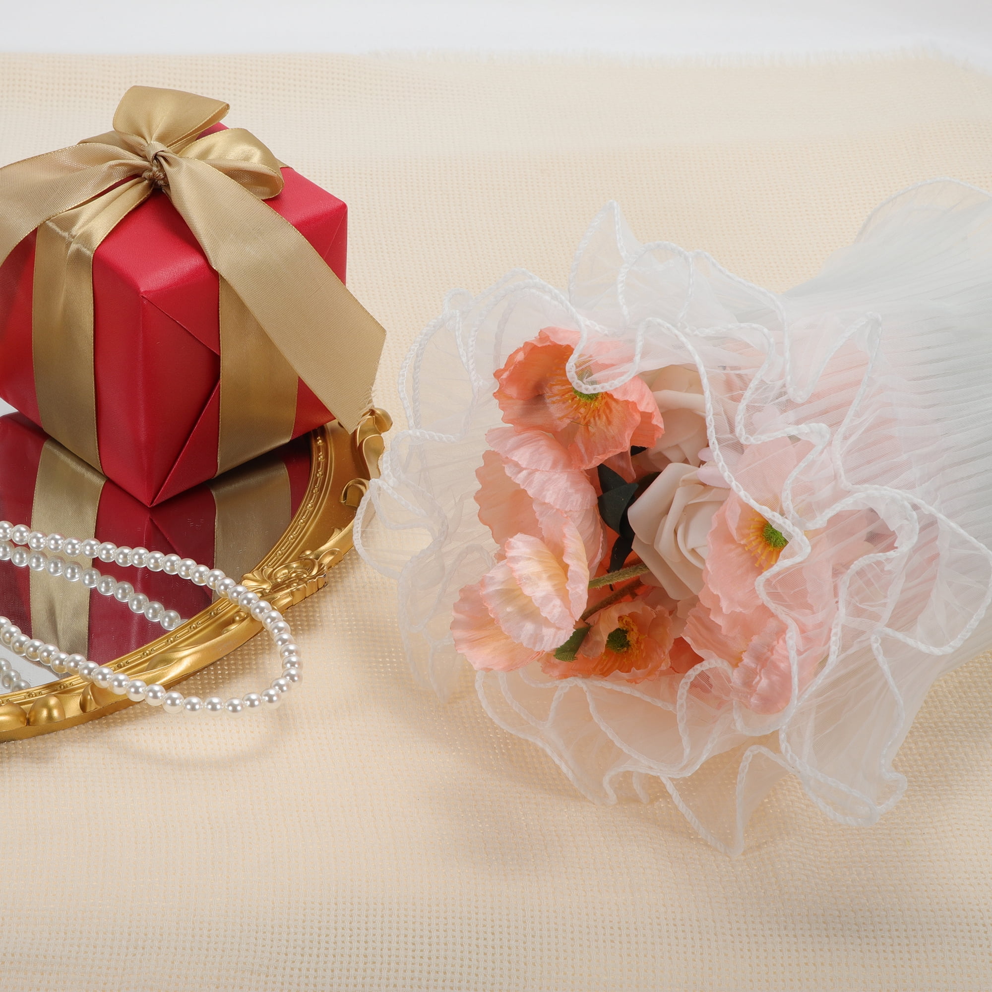 Unique Bargains Elegant Wrinkled Flower Wrap for Weddings Special Events White