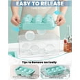 thumbnail image 3 of Asoricing Ice Cube Tray, Large Whiskey Ice Cube Molds, 1.93’’ Round Ice Cube Trays Set, Easy to Fill & Release with Storage Bin and Ice Tong for Whiskey Lover, 2 Pack, Mint, 3 of 8