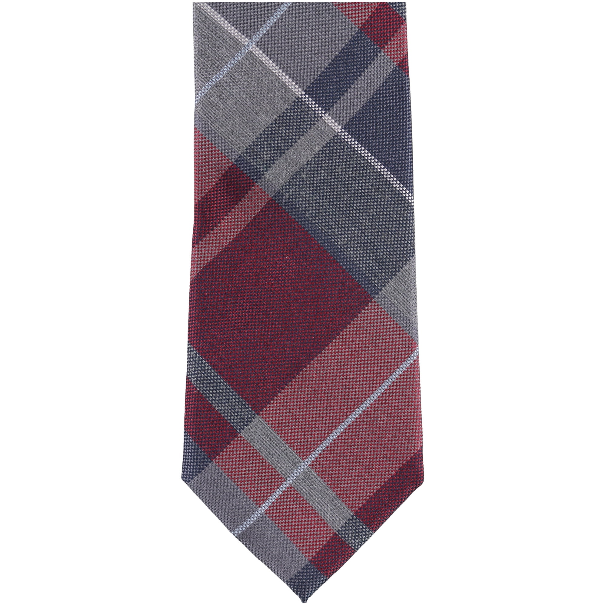 Ryan Seacrest Mens Plaid Self-tied Necktie, Red, One Size