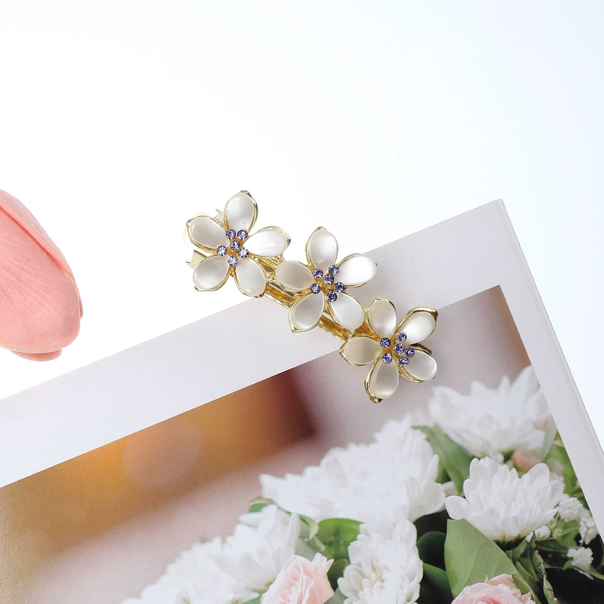 Unique Bargains Flower Vintage Rhinestone Barrettes Hair Accessories