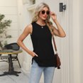 thumbnail image 6 of EASYBRAUS Women Sleeveless Crewneck Side Slit Loose Fit T Shirt Summer 2025 Casual Tunic Top, 6 of 8