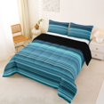 thumbnail image 3 of Castle Fairy Watercolor Horizontal Stripe Queen Comforter Set 3 Pieces,Abstract Thin Line Comforter Sets Queen,Cyan Navy Teal,Reversible,1 Comforter and 2 Pillowcases, 3 of 6