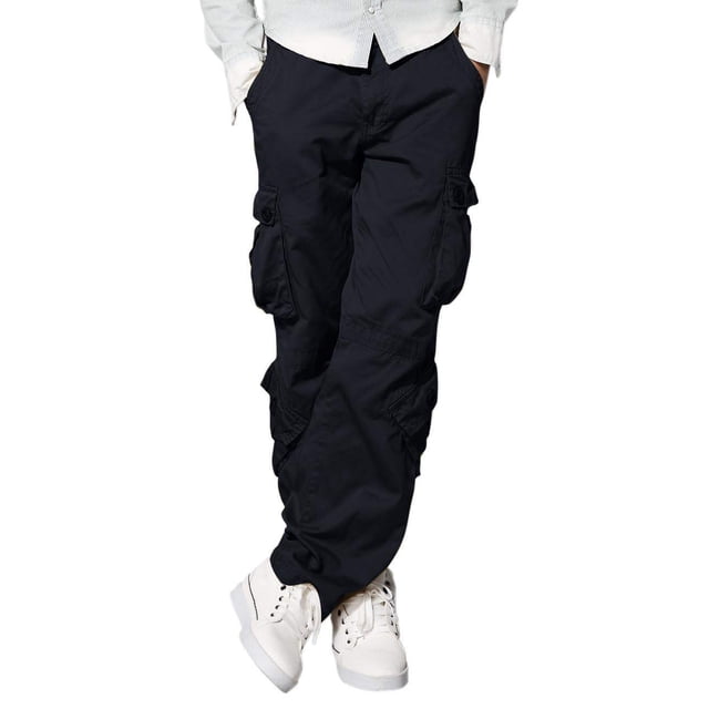 Pantalones Cargo Match para Hombre Corte Recto Negro Grisáceo