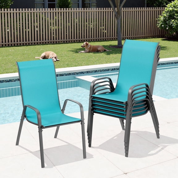 TLSUNNY 6 Pcs Outdoor Dining Furniture, Patio Chairs Set W/ Wide Breathable Seat & Upgraded Frame, for Restaurant, Cafe, Backyard, Garden