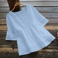 thumbnail image 2 of Timegard Plus Size Tops for Women Scoop Neck 1/2 Sleeve Top Dressy Casual Loose Lightweight Blouse Spring, 2 of 8