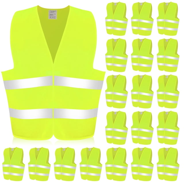 Chaleco de Seguridad Jeyiour Alta Visibilidad con Tiras Reflectantes x20