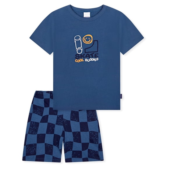 SCHIESSER Conjunto de pijama para niño - Niños, corto, algodón, estampado, jersey sencillo Azul 128