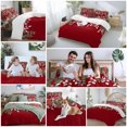 thumbnail image 5 of Christmas Duvet Cover Set Full Size, Winter Poinsettia Pine Cones Pine Needles Red 4 Piece Soft Microfiber Bedding Set with 1 Duvet Cover, 1 Flat Sheet, 2 Pillowcases, 5 of 9