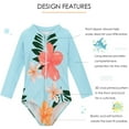 thumbnail image 2 of Zando Toddler Girl Long Sleeve One Piece Swimsuit Little Girl Quick Dry Bathing Suits with Zipper Girl Rash Guard Beachwear UPF 50+ Sun Protection Blue Flower 4-5T, 2 of 6