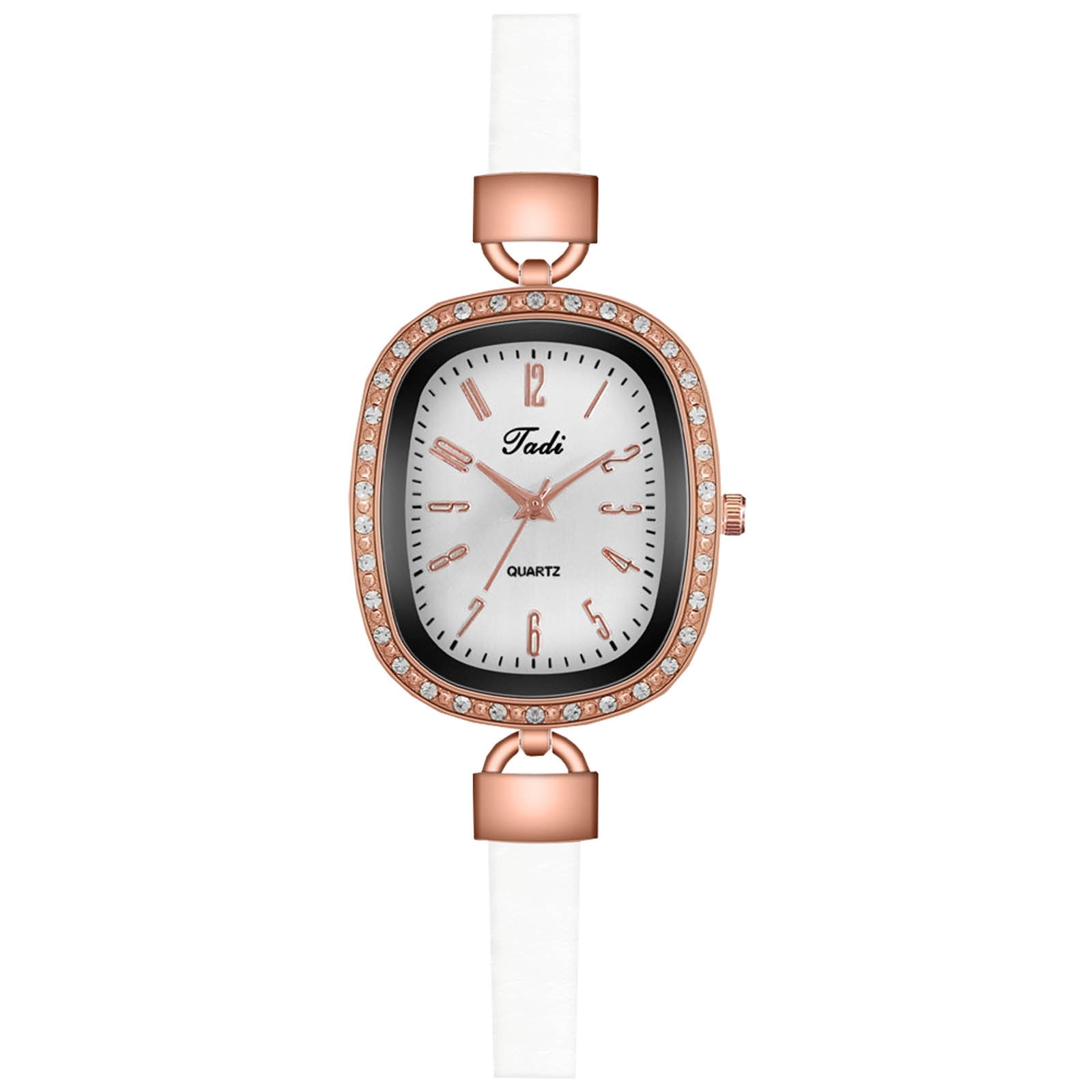 EQWLJWE Women Diamond Studded Oval Compact Retro Literary Digital Leather Watch Women s Watches Holiday Clearance Walmart