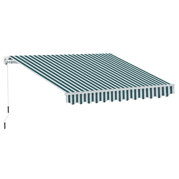Outsunny 10' x 8' Manual Retractable Awning Shelter w/ Crank, Green Stripe