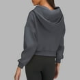thumbnail image 4 of Fesfesfes Women's Cropped Hooded Jacket High Collar Dropped-Shoulder Long Sleeves Ribbed Cuffs Tops with Zipper Soft Fabric for Active Wear(Dark Gray,S), 4 of 6