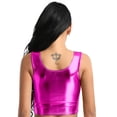 thumbnail image 2 of YiZYiF Womens Shiny Metallic Tank Crop Top Casual Vest Shirt for Club Music Festival, 2 of 7