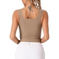 thumbnail image 3 of INSPIRE CHIC Mother's Day Women's Ribbed Tank Top with Built-In Bra Slim Fit Square Neck Undershirt S Light Brown, 3 of 5