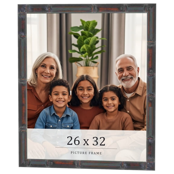 26x32 Frame Brown Bamboo with Dark Coffee/Walnut Finish | Solid Wood Picture Frame Width 0.75