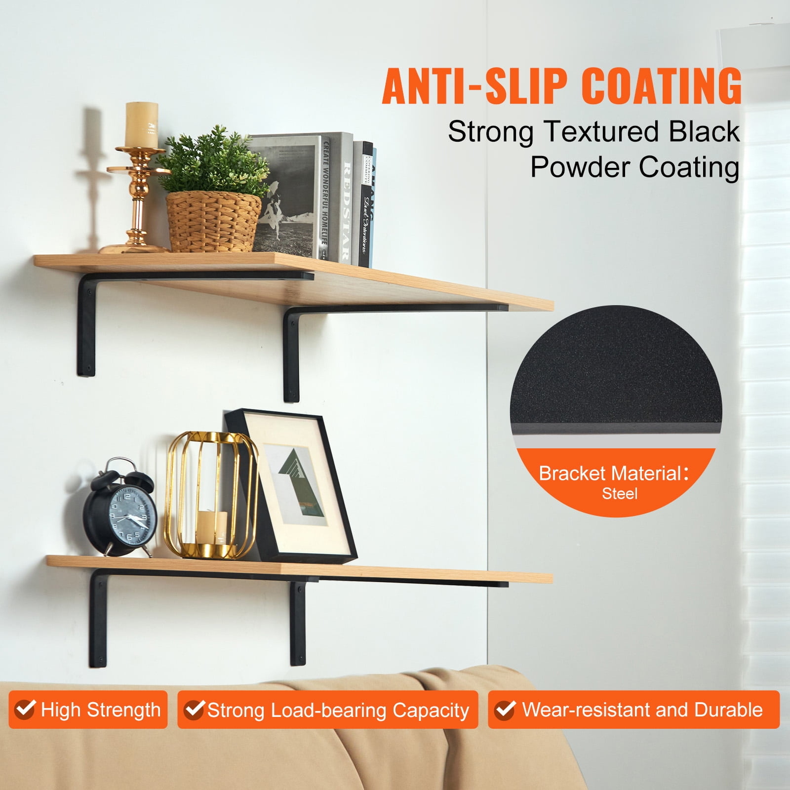 KFFKFF 4 Piece Shelf Protectors 10 x 6 Inch Floating Shelf Brackets Heavy Duty L Shelf