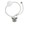 thumbnail image 2 of Delight Jewelry Silvertone Angel with Heart Silver-tone Flower Link Chain Bracelet, 6.75"+2" Extender, 2 of 4