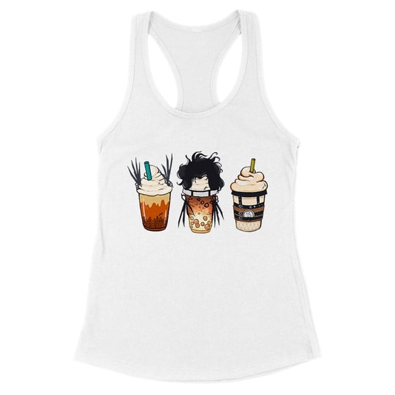 Scissors Coffee Halloween Tank Top Fitted Racerback Women's Large White
