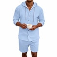 thumbnail image 5 of HBGVBA Summer 2 Piece Set for Men Long Sleeve Hooded Casual Top Elastic Waist Comfortable Shorts Set, 5 of 5