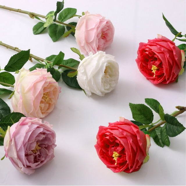 Rosa artificial - Ramo de flores de seda de 10 cabezas para decoración del hogar, bodas, fiesta - Rosas falsas realistas en blanco, rosa, rojo - 3,54x17,71 in