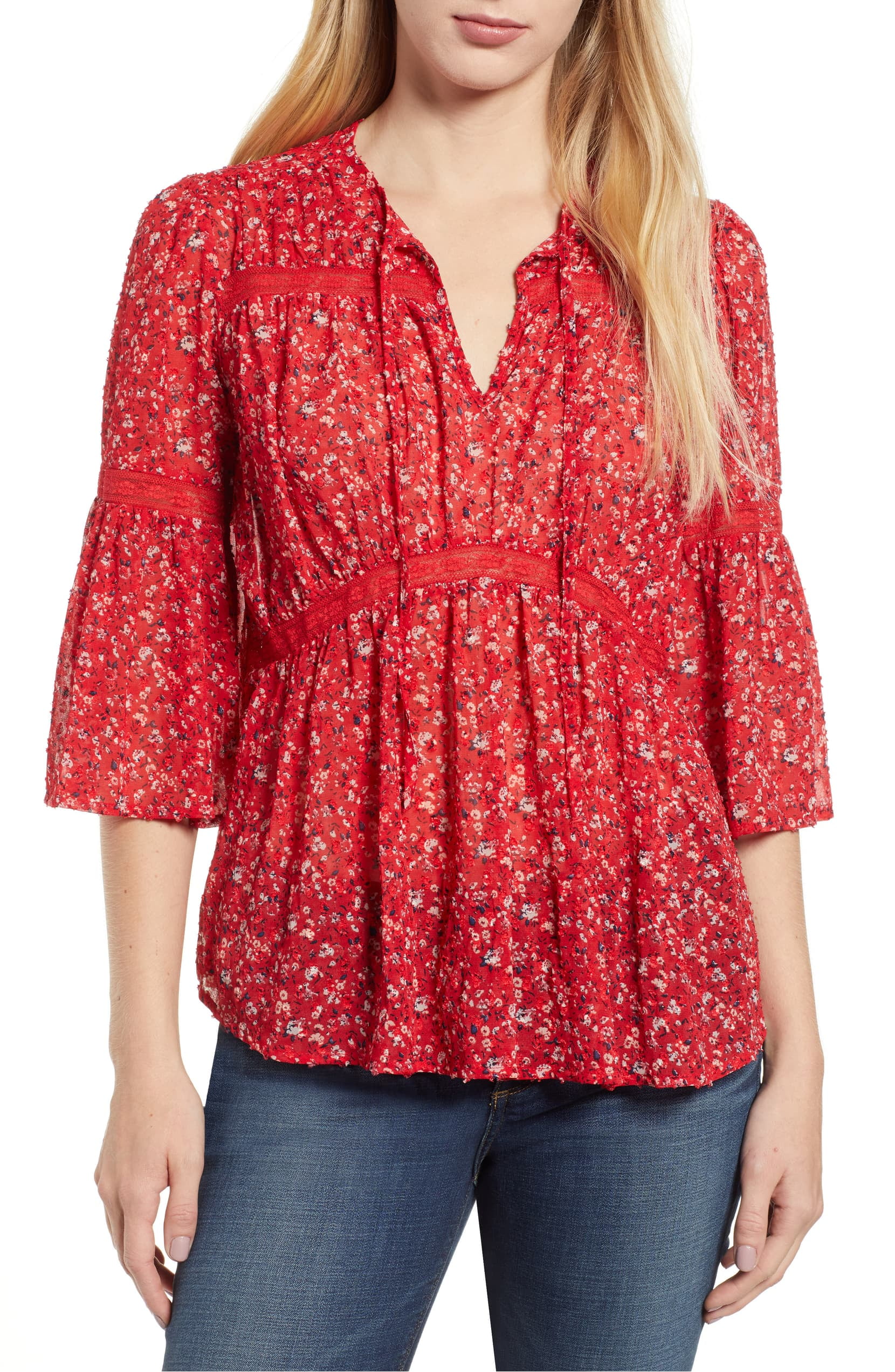 lucky brand floral peasant top