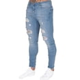 thumbnail image 2 of Men Super Stretch Skinny Denim Jeans Pants Ripped Distressed Trouser Bottoms, 2 of 3