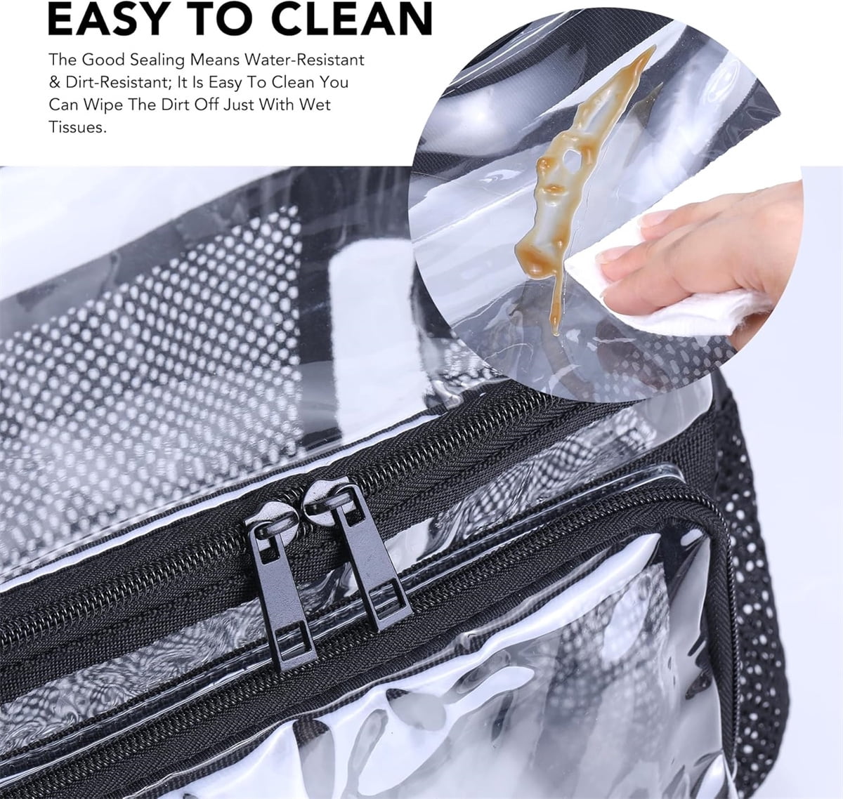 Tutuviw Clear Double-Decker Lunch Bag, Extra Large Clear Tote Bag for Men and Women, Stadium Bags, Plastic Transparent Food Lunch Box Containers for Work, Picnic (11 in)