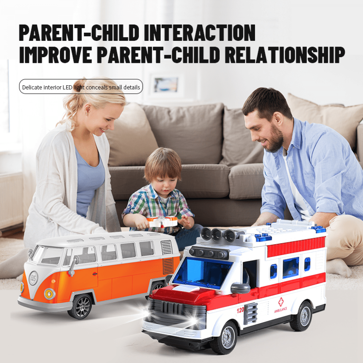 Mini RC Car Ambulance Truck Toy with Lights & Open Doors for Kids 3 4 5 Years Old Birthday Gifts
