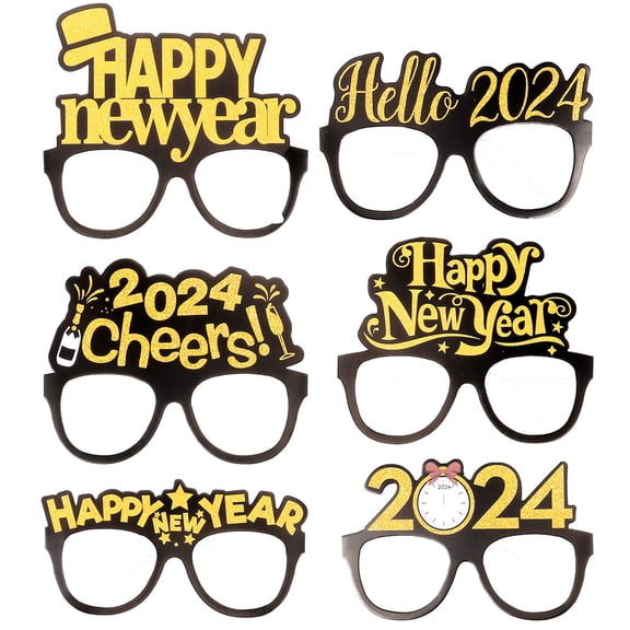 LOLIPPYY 6-Pack New Year Photo Booth Props Party Paper Glasses Assorted Colors Festival Accessories for Partygoers and Back to School Fun